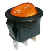 Přepínač kolébkový kul. pros.  2pol./3pin  ON-OFF 250V/6A žlutý